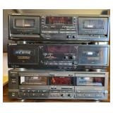 (3) Cassette Decks: Optimus, Sony, and Technics