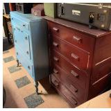(2) Chests of Drawers, Painted, 36"x20"x45"h and 33"x19"x45.5"h