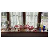 Group of Clear and Colored Glass Serving-ware, Dishes, Vases, Etc.