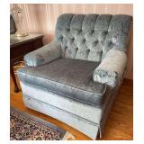 Blue Upholstered Side Chair, Velvet, 34"w