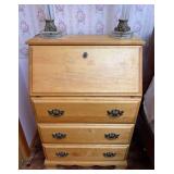 Maple Slant-Front Desk with 3 Drawers, 27"x16"x40"h