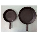 (2) Cast Iron Skillets, Both Newer, 8"-10.5"w