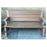 Outdoor Poly Garden Bench, Back Flips Down for Table, 58”w