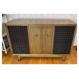 Pilot 402 Tuner Amplifier in Stereo Cabinet with Turntable, 48"x17"x32"h