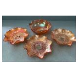 Group of Carnival Glass Bowls, 7.5"w