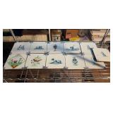 (11) Hand-painted Tiles, 5.25"x5.25"