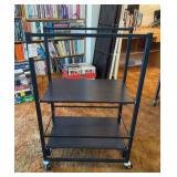 2 Shelf Folding Cart on Casters, Metal Frame, 22.5"x14"x35"h