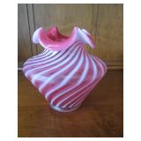 Cranberry Swirl Vase