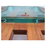 Dansk Teak Tray with Glass Inserts