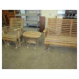 Wood Slat Chair, Glider & Table