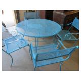 Blue Painted Vintage Iron Patio Set