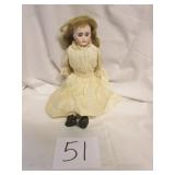 #51 19' Bisque  Head/Hands Glass Eyes