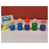 Vintage Fisher Price Little People (5) Wood Base