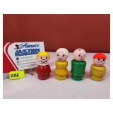 Vintage Fisher Price Little People (4) Wood Base