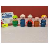 Vintage Fisher Price Little People (5) Wood Base