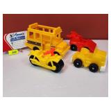 Vintage FIsher Price School Bus, Race Car, Motorce
