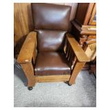Antique Quartersawn Oak Library Lounge Chair