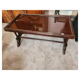 Vntg Wood Coffee Table w/glass top