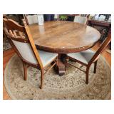 Antique Oak Pedestal Table & Chairs