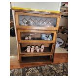 Oak Barrister Bookcase Leaded Glass
