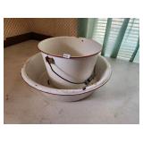 Vintage Enamel Bucket & Pan