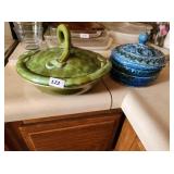 Vintage California Pottery  & Blue Pottery Dish