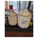 Vintage Stoneware Chicken Feeder Crock & Jug