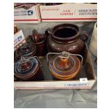 Brown Crocks W/ Bail Lid