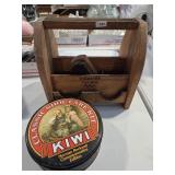 Esquire Wood Shoe Shine Caddy & Kiwi Tin