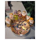 Snow Plate & Seven Dwarf Rubber Figures