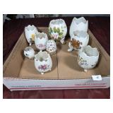 Vintage Footed Cracked Egg Vases