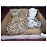 Vingage Scalloped Edge Relish Tray, Cream & Sugar
