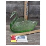 Vintage Green Glass Swan 