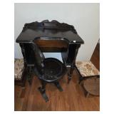 Antique Carved Wood Writing Desk w/ Chair 24"x17"
