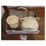Stoneware Bean Pot, GLass Basket, & More