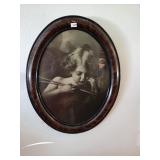 Framed Antique Cupid Asleep