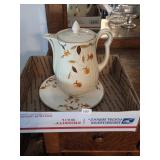 Hall Jewel Tea Autumn Leaf  Coffee Pot & Plate