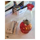 Vintage Round Amber Oil Lamp