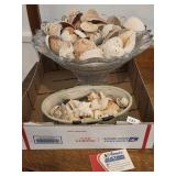 Pedestal Glass Bowl w/ Sea Shells