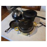 Cast Iron Pot w/Lid, Skillet, Egg Cooker, Tea Pot