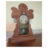 Antique E. Ingraham Estate Oak Mantel Clock