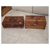 Vntg Hand Carved Cedar Keepsake/Jewelry Boxes