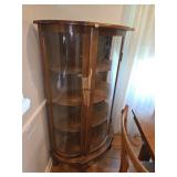 Oak Curved Glass Curio / China Cabinet