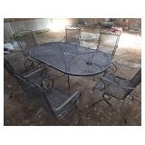 Iron Patio Set w/Oval Mesh Table Top & Chairs