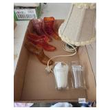 Fenton Hobnail Shoes, Coca-Cola Glasses, Lamp