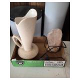 Mid Century China Craft Vase C-414, & Salt Lamp