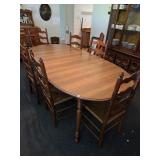 Tell City Oval Dining Table w/ 6 Ladder Back Chair