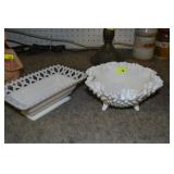 Milkglass Fluted Hobnail & Lace Bowl