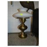 Vintage Brass Lamp /w Pancake Globe