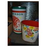 Vintage Anderson Indians & Floral Waste Baskets